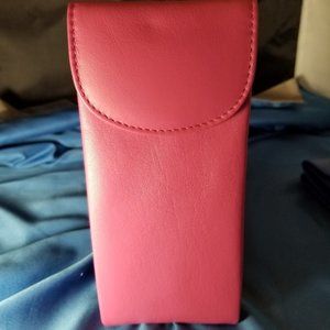 NEW ILI Pink Soft Leather Double Eyeglass Case